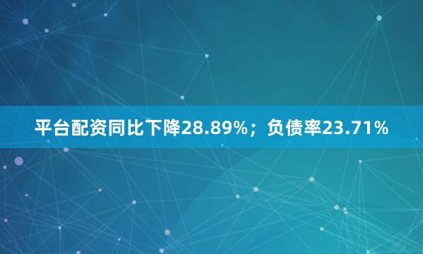 平台配资同比下降28.89%；负债率23.71%